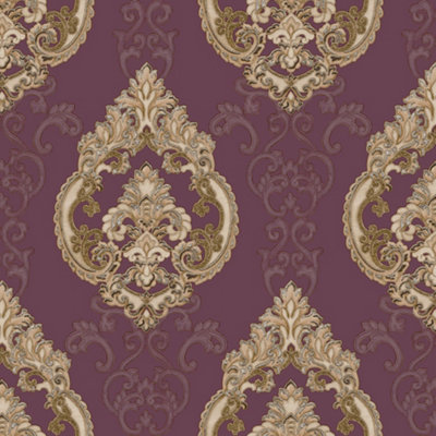 Galerie Opulence Red Large Damask Embossed Wallpaper