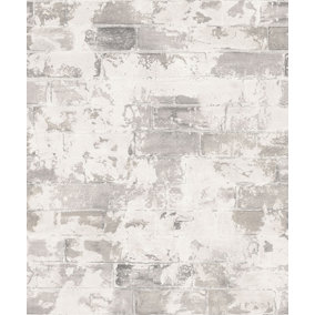 Galerie Organic Textures Beige Grey Brick Textured Wallpaper