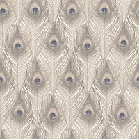 Galerie Organic Textures Beige Peacock Feather Textured Wallpaper