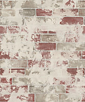 Galerie Organic Textures Beige Red Tan Brick Textured Wallpaper