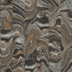 Galerie Organic Textures Black Gold Agate Tile Textured Wallpaper