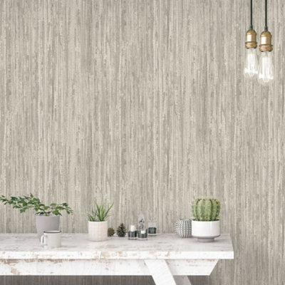 Galerie Organic Textures Cream Grey Rough Grass Textured Wallpaper