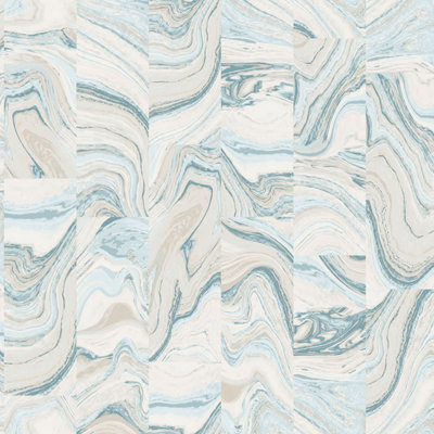 Galerie Organic Textures Cream Turquoise Agate Tile Textured Wallpaper ...