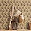 Galerie Organic Textures Gold Red Peacock Feather Textured Wallpaper