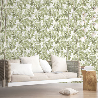 Galerie Organic Textures Green White Speckled Palm Textured Wallpaper