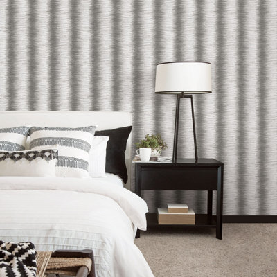 Galerie Organic Textures Grey Zebra Stripe Textured Wallpaper