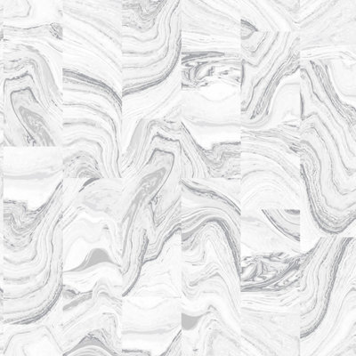Galerie Organic Textures Silver Grey Agate Tile Textured Wallpaper