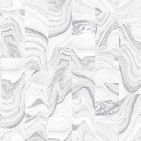 Galerie Organic Textures Silver Grey Agate Tile Textured Wallpaper
