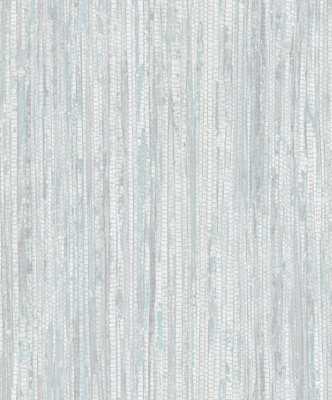 Galerie Organic Textures Turquoise Grey Rough Grass Textured Wallpaper