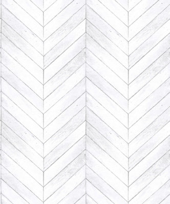 Galerie Organic Textures White Grey Chevron Wood Textured Wallpaper