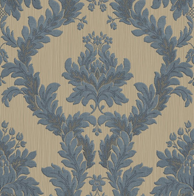 Galerie Ornamenta 2 Dark Beige Grey Classic Damask Embossed Wallpaper