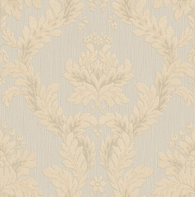 Galerie Ornamenta 2 Grey Beige Classic Damask Embossed Wallpaper