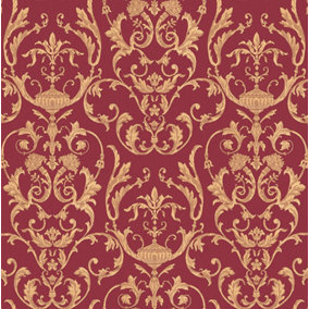 Galerie Ornamenta 2 Red Gold Toscano Damask Embossed Wallpaper