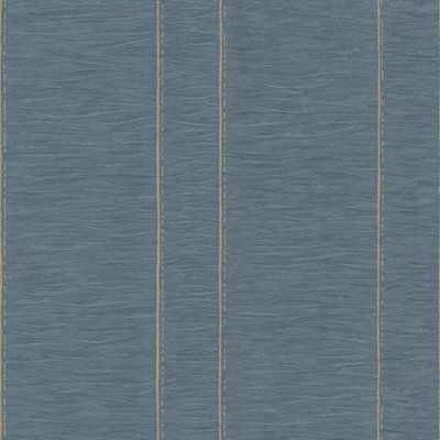 Galerie Palazzo Blue Pleated Stripe Embossed Wallpaper