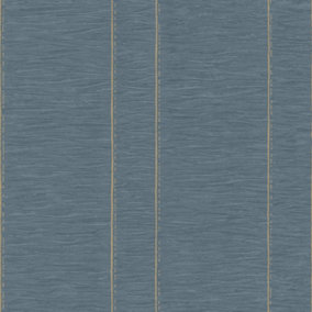 Galerie Palazzo Blue Pleated Stripe Embossed Wallpaper