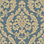 Galerie Palazzo Blue Silk Damask Embossed Wallpaper