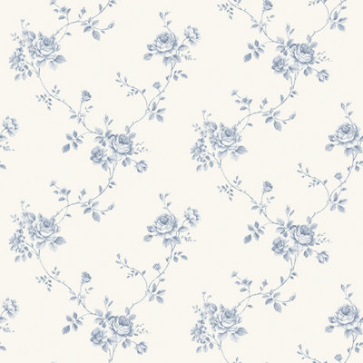 Galerie Palazzo Blue Turquoise Floral Embossed Wallpaper