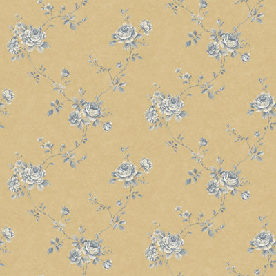 Galerie Palazzo Blue Turquoise Floral Embossed Wallpaper