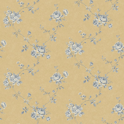 Galerie Palazzo Blue Turquoise Floral Embossed Wallpaper