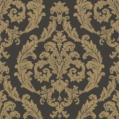 Galerie Palazzo Bronze Brown Silk Damask Embossed Wallpaper