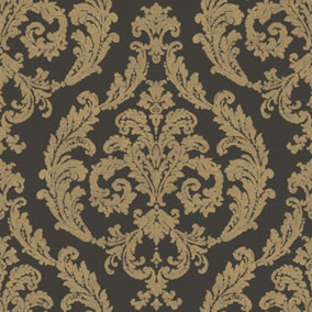 Galerie Palazzo Bronze Brown Silk Damask Embossed Wallpaper