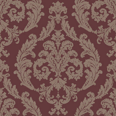 Galerie Palazzo Red Silk Damask Embossed Wallpaper