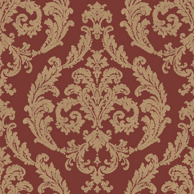 Galerie Palazzo Red Silk Damask Embossed Wallpaper