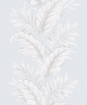 Galerie Palazzo Silver Grey Fern Embossed Wallpaper