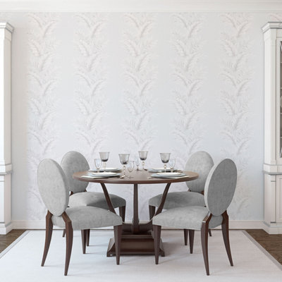 Galerie Palazzo Silver Grey Fern Embossed Wallpaper