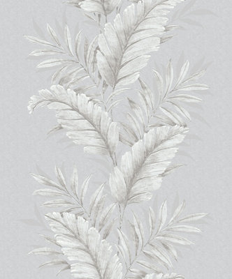 Galerie Palazzo Silver Grey Fern Embossed Wallpaper