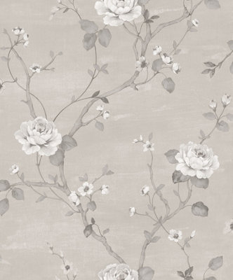 Galerie Palazzo Silver Grey Luisella Floral Embossed Wallpaper