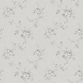 Galerie Palazzo Silver Grey Turquoise Floral Embossed Wallpaper