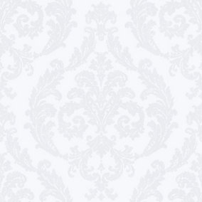 Galerie Palazzo White Silk Damask Embossed Wallpaper