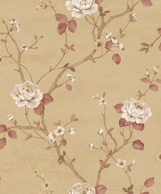 Galerie Palazzo Yellow Gold Luisella Floral Embossed Wallpaper