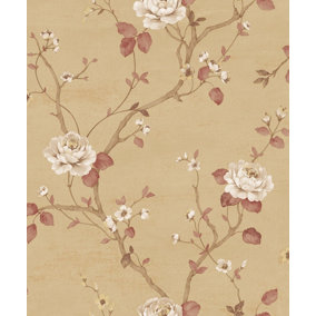 Galerie Palazzo Yellow Gold Luisella Floral Embossed Wallpaper