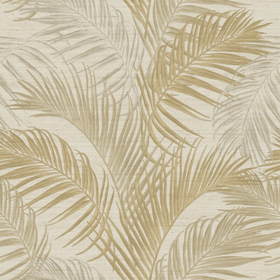 Galerie Palm Tree Beige Gold A4 Wallpaper Sample