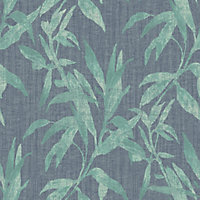 Galerie Passenger Green Blue Tropical Leaves Smooth Wallpaper