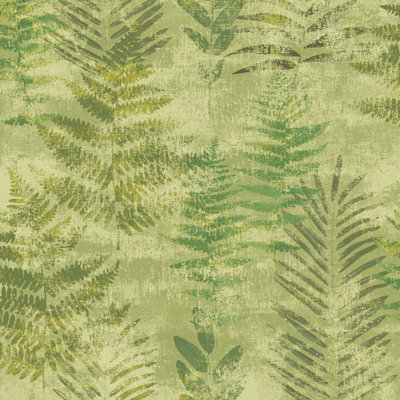 Galerie Passenger Light Green Fern Print Smooth Wallpaper