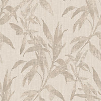 Galerie Passenger Taupe Tropical Leaves Smooth Wallpaper