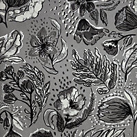 Galerie Pepper Felice Black Shimmer Flocked Wild Flower Wallpaper