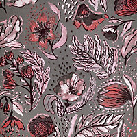 Galerie Pepper Felice Pink Flocked Wild Flower Matte Wallpaper