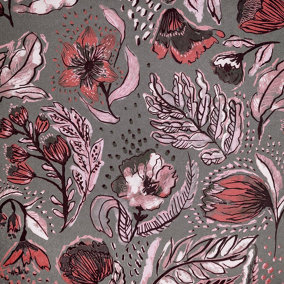 Galerie Pepper Felice Pink Flocked Wild Flower Matte Wallpaper