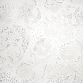 Galerie Pepper Felice White Shimmer Flocked Wild Flower Wallpaper
