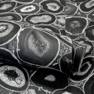 Galerie Pepper Filo Black Glass Bead Geometric Stone Wallpaper