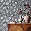 Galerie Pepper Filo Grey Glass Bead Geometric Stone Wallpaper
