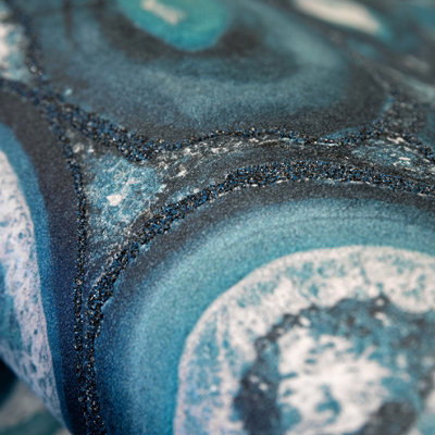 Galerie Pepper Filo Navy Glass Bead Geometric Stone Wallpaper