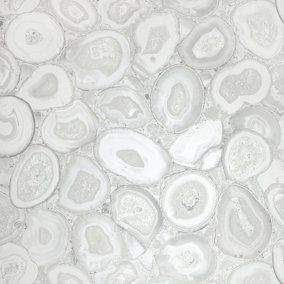 Galerie Pepper Filo White Glass Bead Geometric Stone Wallpaper