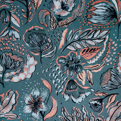 Galerie Pepper Flock Floral Green Wallpaper 81332