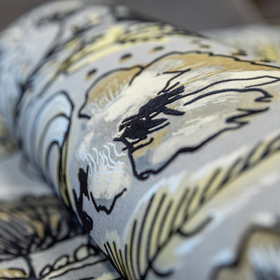 Galerie Pepper Flock Floral Silver Grey Wallpaper 81333