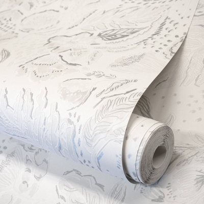 Galerie Pepper Flock Floral White Wallpaper 81336